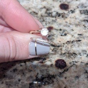 anthropologie asymmetrical dainty rhinestone ring approx size 6/7